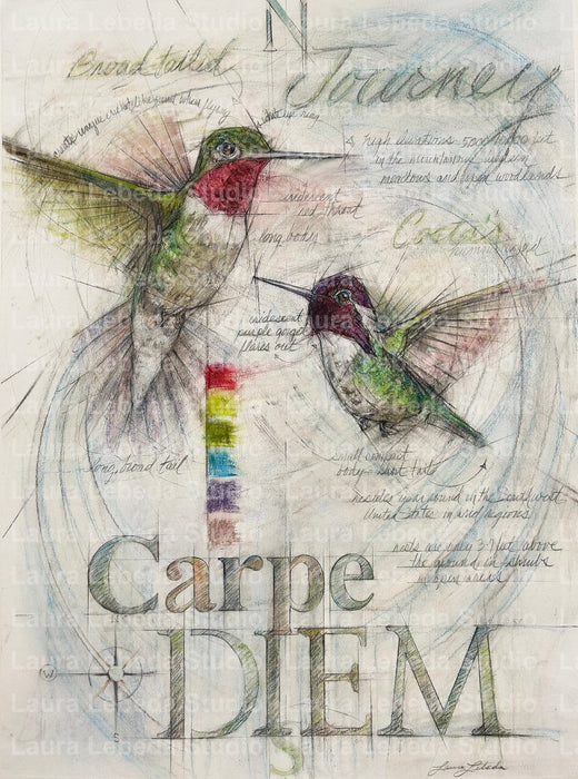 "Carpe Diem" - hummingbirds - 26" x 34"
