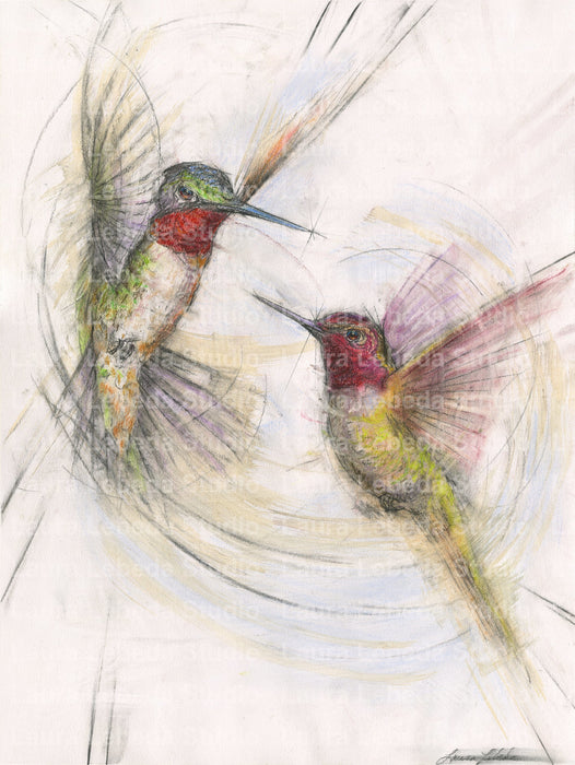 "Companions" hummingbirds - 24"x36" SOLD