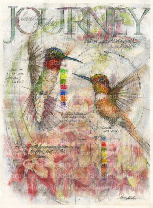 "Lovely Day"Hummingbirds, Giclée Print 18" x 24"