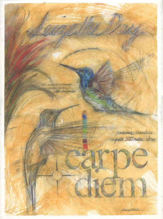 "Carpe Diem" Hummingbirds, 26"x34" SOLD