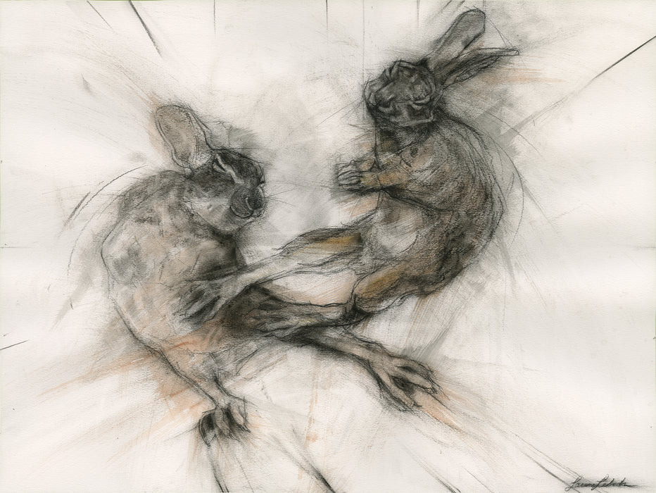 "Dueling Hares" - Giclée print 18"x24"